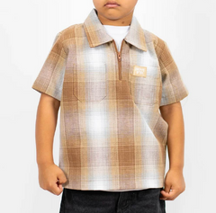 Toddler 1/2 Zip Up Checker Short Sleeve