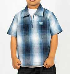 Toddler 1/2 Zip Up Checker Short Sleeve