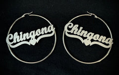 Hoop's Chingona Large Silver Bling (Pair)