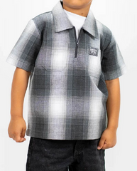 Kids 1/2 Zip Up Checker Short Sleeves Shirt